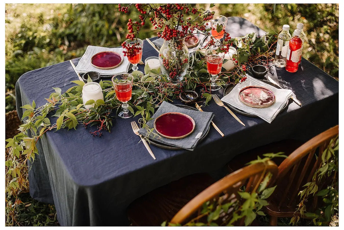 Natural Stonewashed Charcoal Gray Linen Tablecloth - Epic Linen luxury linen