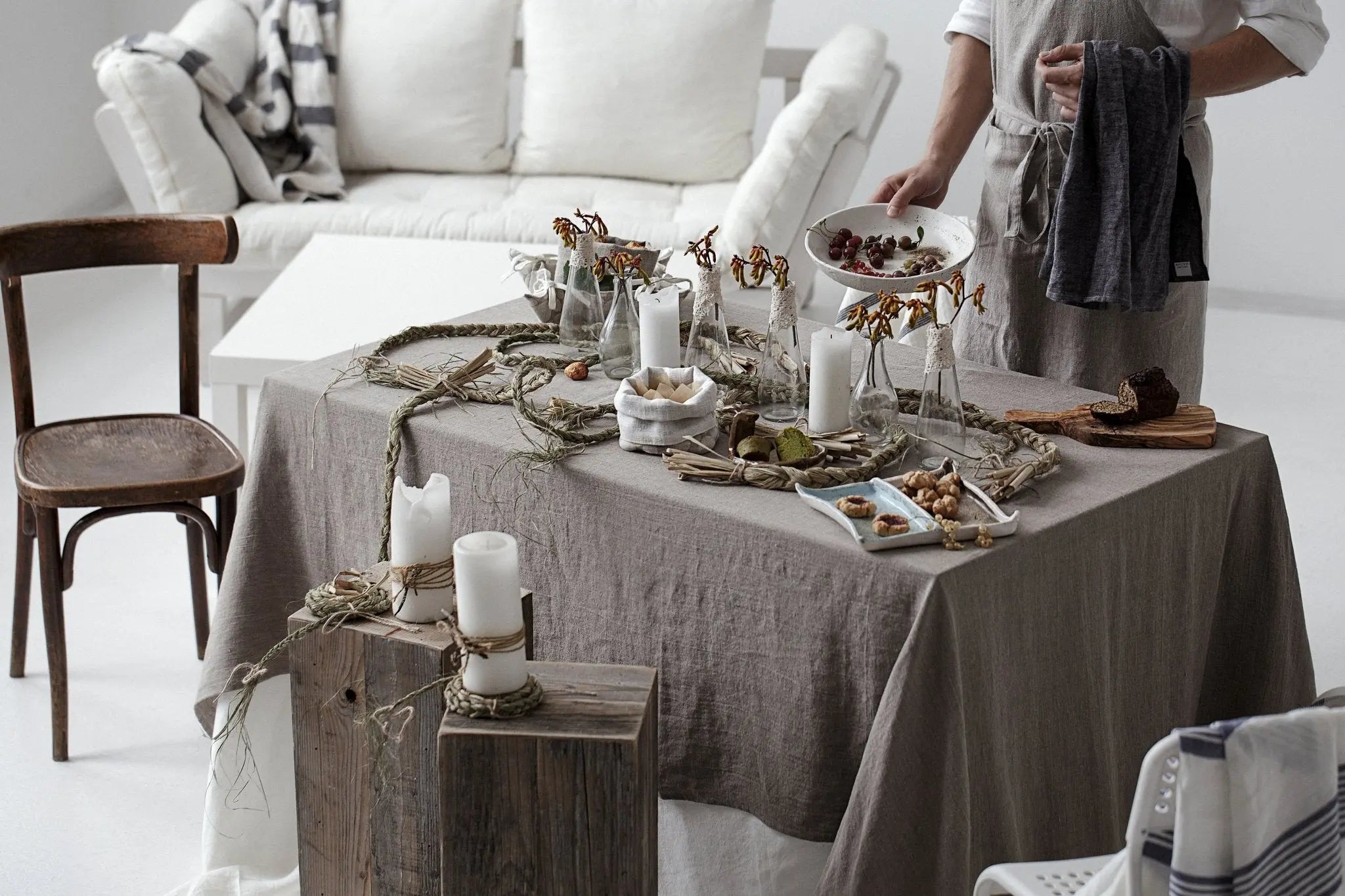 Natural Stonewashed Linen Tablecloth - Epic Linen luxury linen