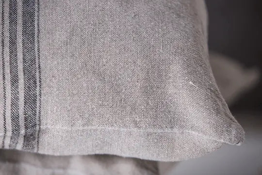 Natural Striped Gray Linen Shams - Epic Linen luxury linen