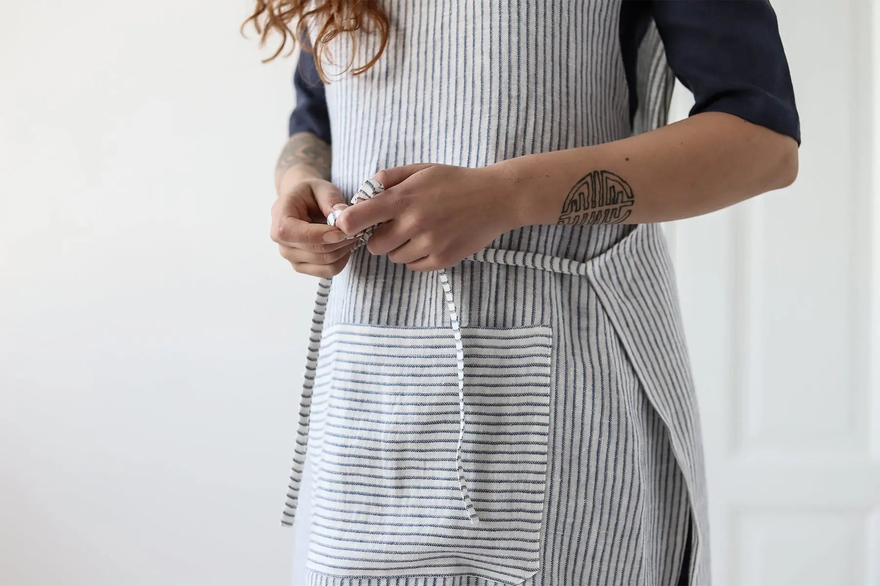 Patterned Linen BBQ Apron - Epic Linen luxury linen