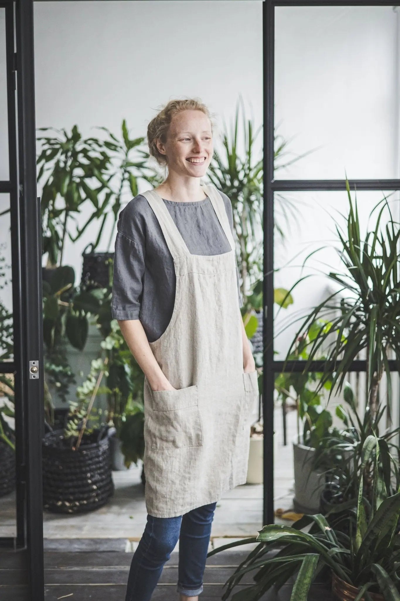 Pinafore Heavy Linen Japanese Apron - Epic Linen luxury linen