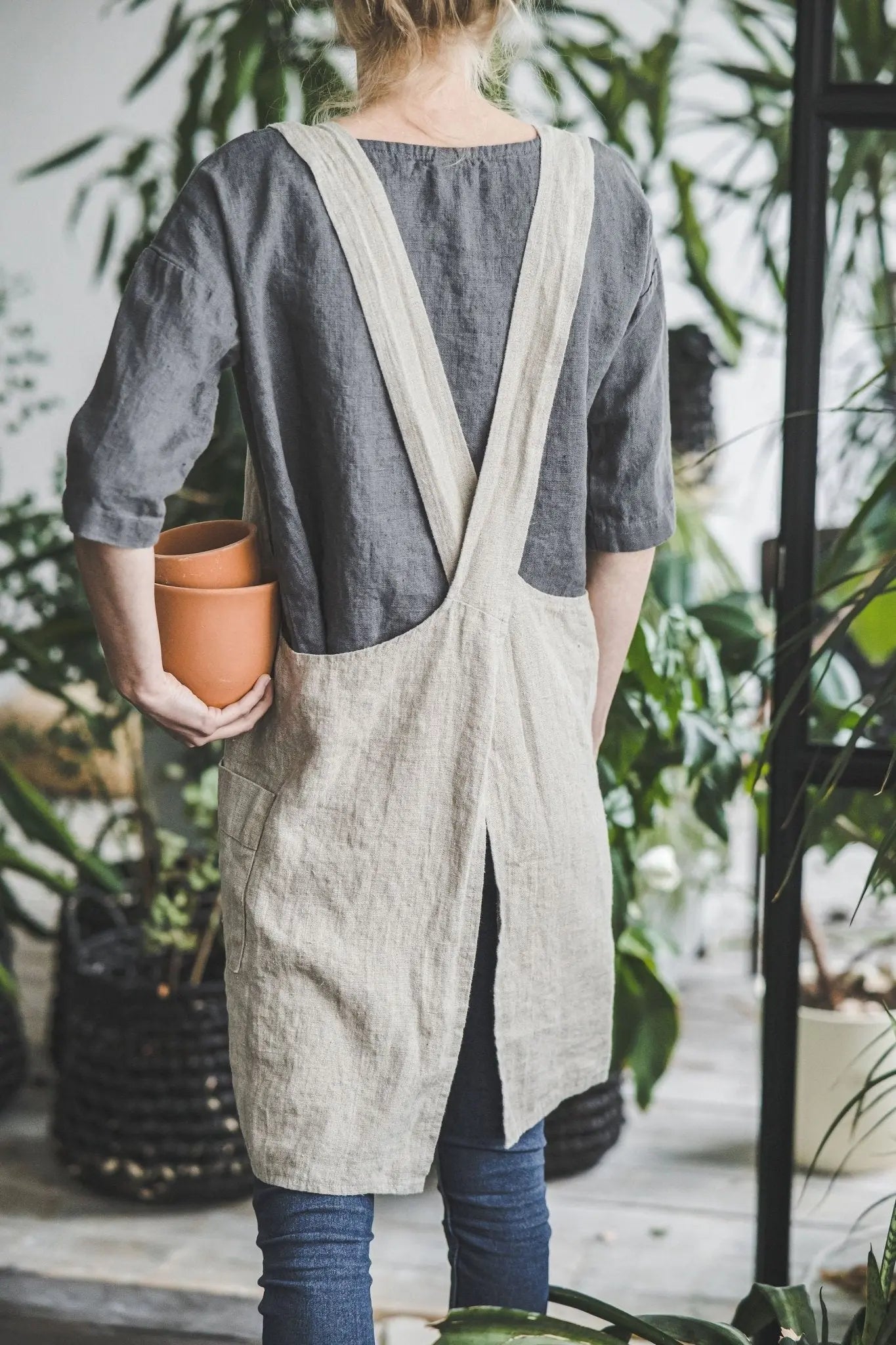 Pinafore Heavy Linen Japanese Apron - Epic Linen luxury linen