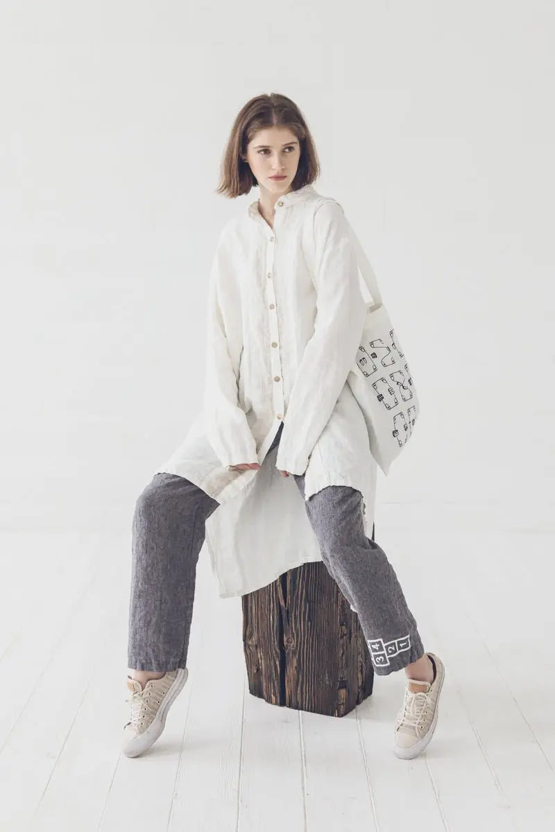 Pure Linen Shopping Bag, Printed Linen Bag - Epic Linen luxury linen