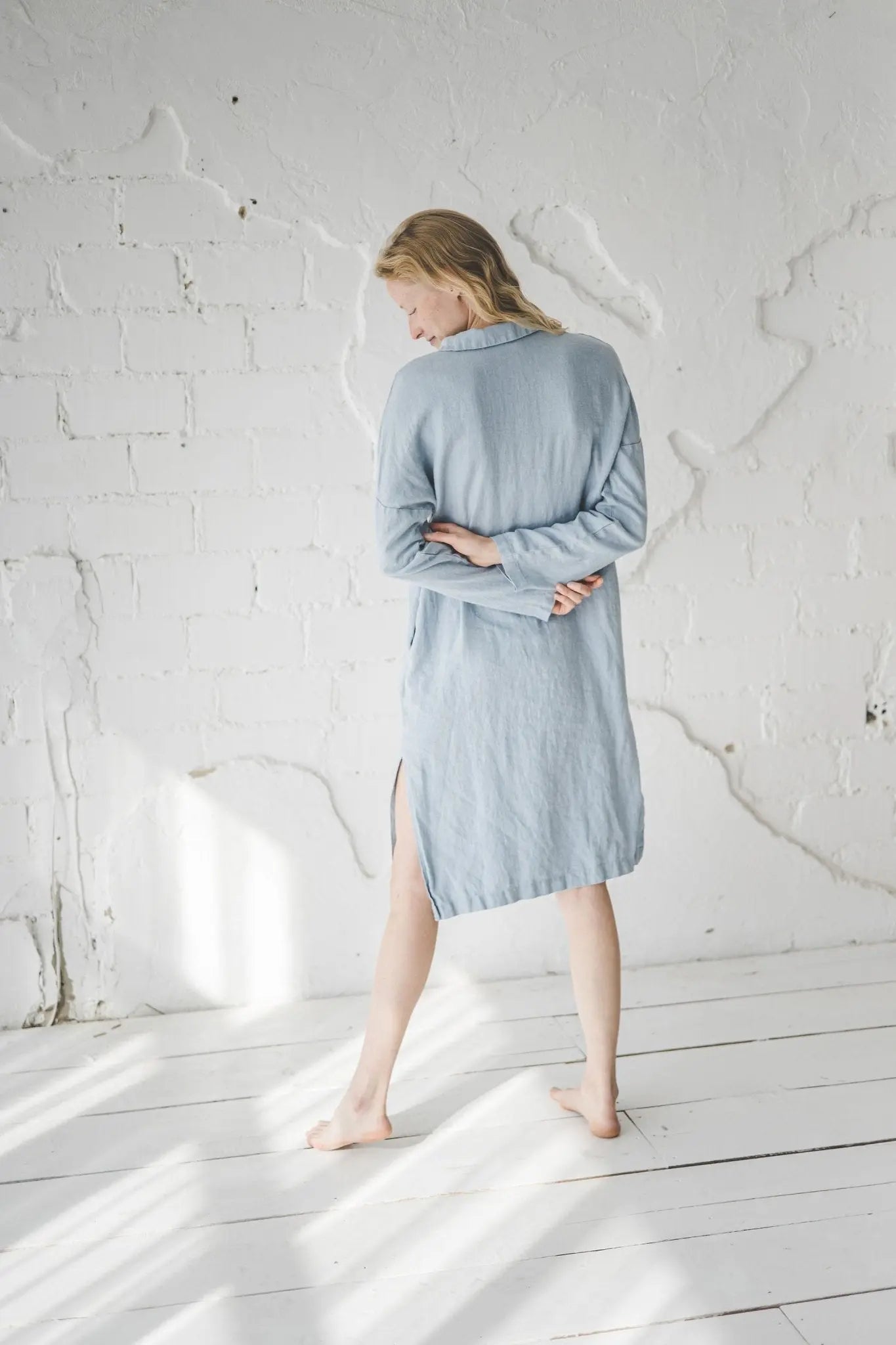 READY TO SHIP Casual Linen Shirt Dress - Epic Linen luxury linen