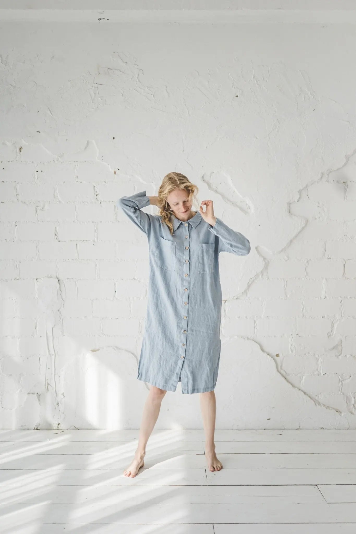 READY TO SHIP Casual Linen Shirt Dress - Epic Linen luxury linen