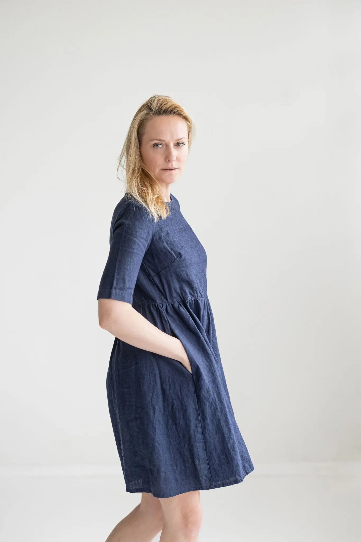 READY TO SHIP Casual Swing Linen Dress - Epic Linen luxury linen