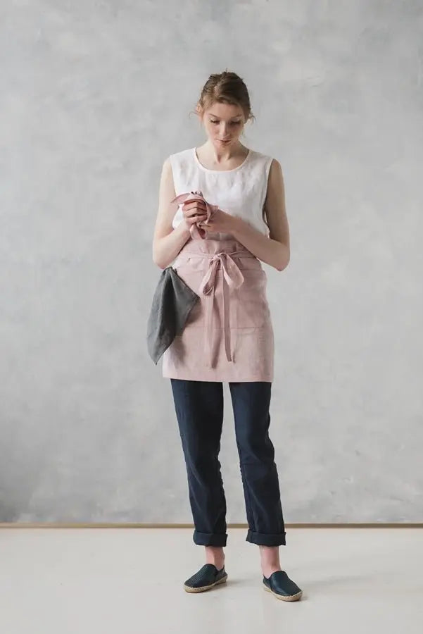 READY TO SHIP Linen Half Apron - Epic Linen luxury linen