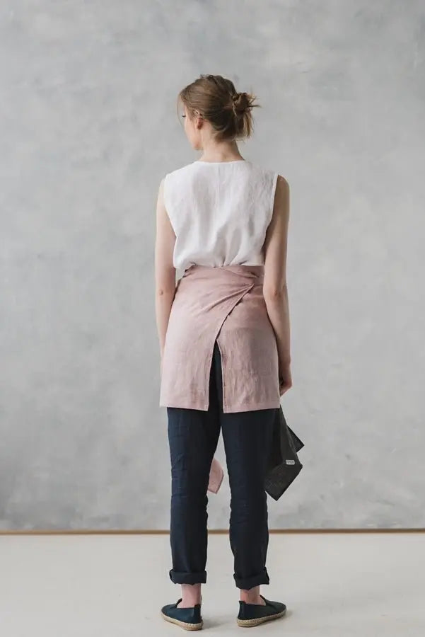 READY TO SHIP Linen Half Apron - Epic Linen luxury linen