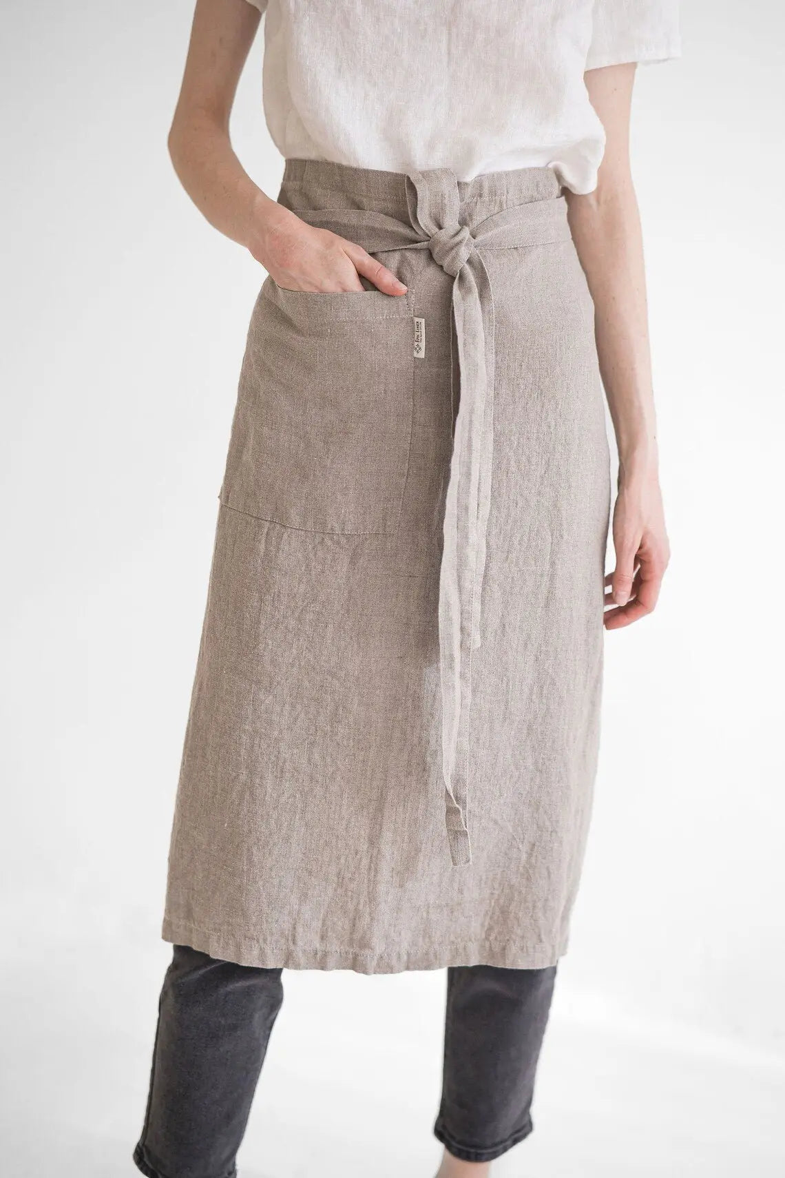 READY TO SHIP Long Linen Apron - Epic Linen luxury linen