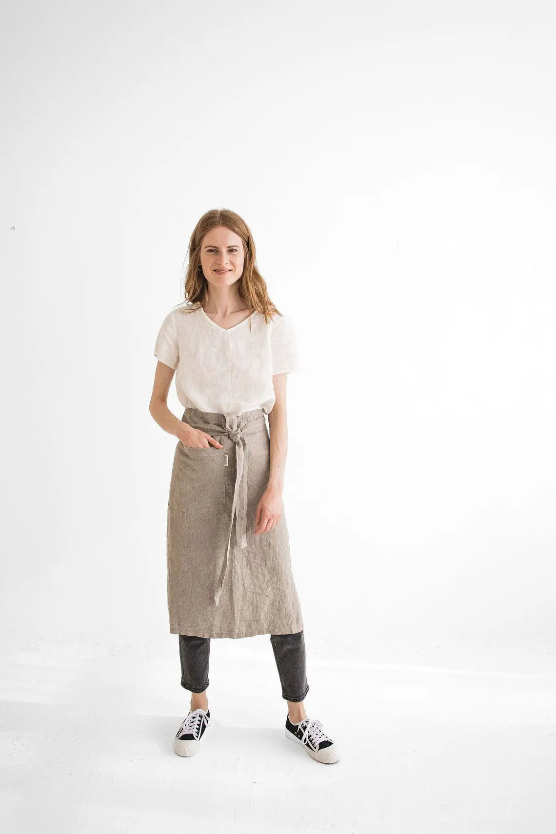 READY TO SHIP Long Linen Apron - Epic Linen luxury linen