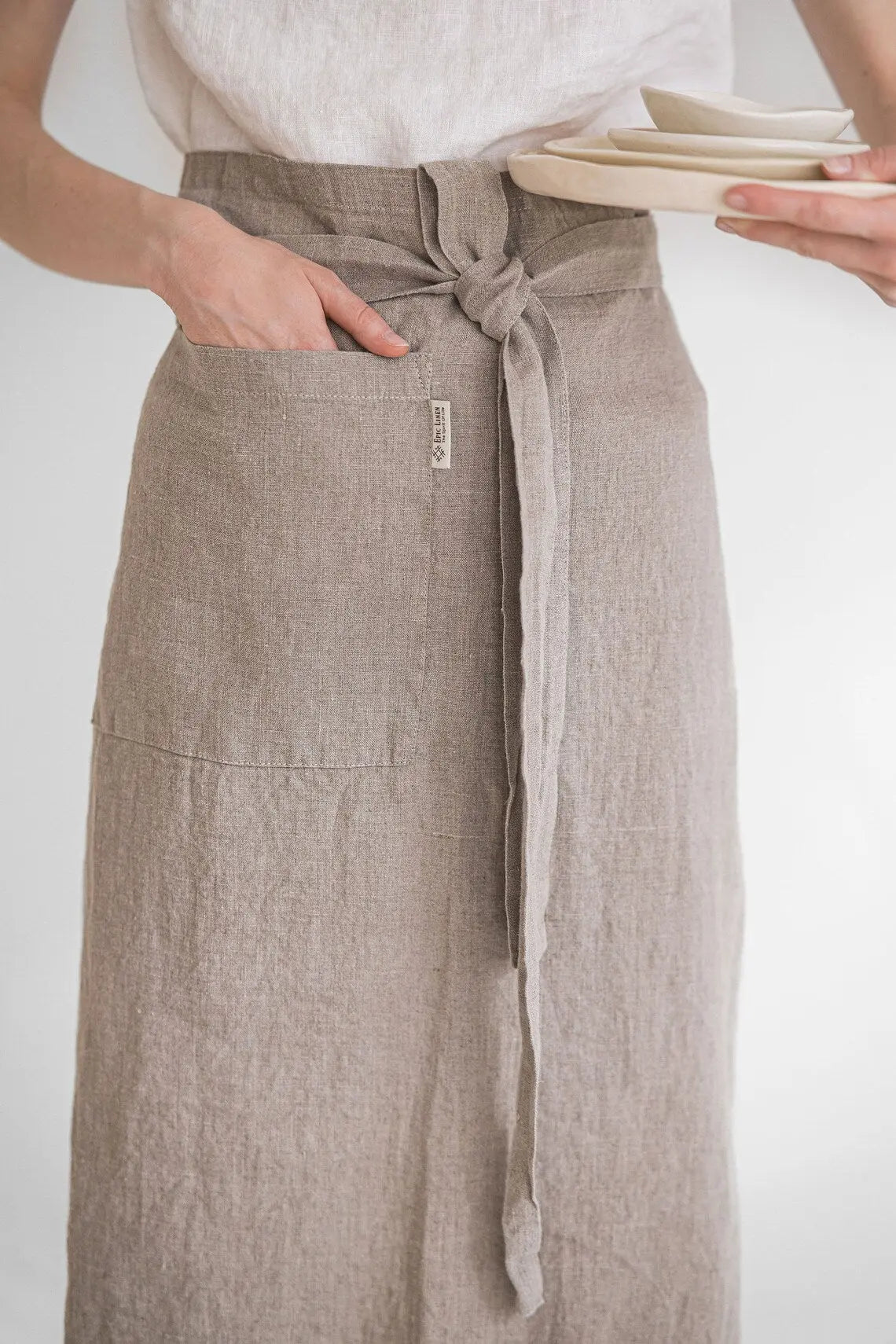 READY TO SHIP Long Linen Apron - Epic Linen luxury linen