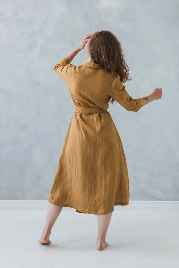 READY TO SHIP Maxi Linen Wrap Dress - Epic Linen luxury linen