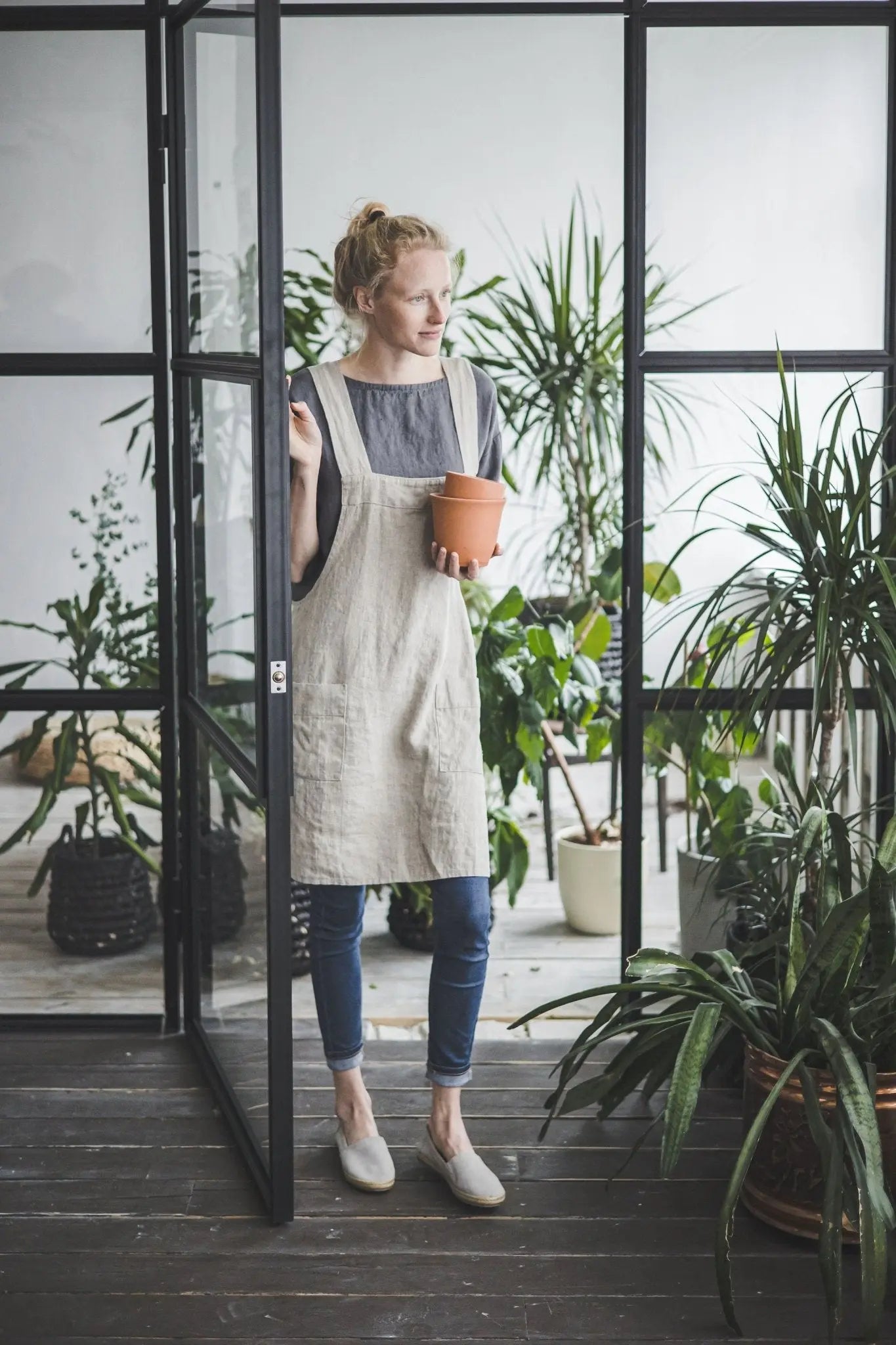 READY TO SHIP Pinafore Japanese Linen Apron - Epic Linen luxury linen