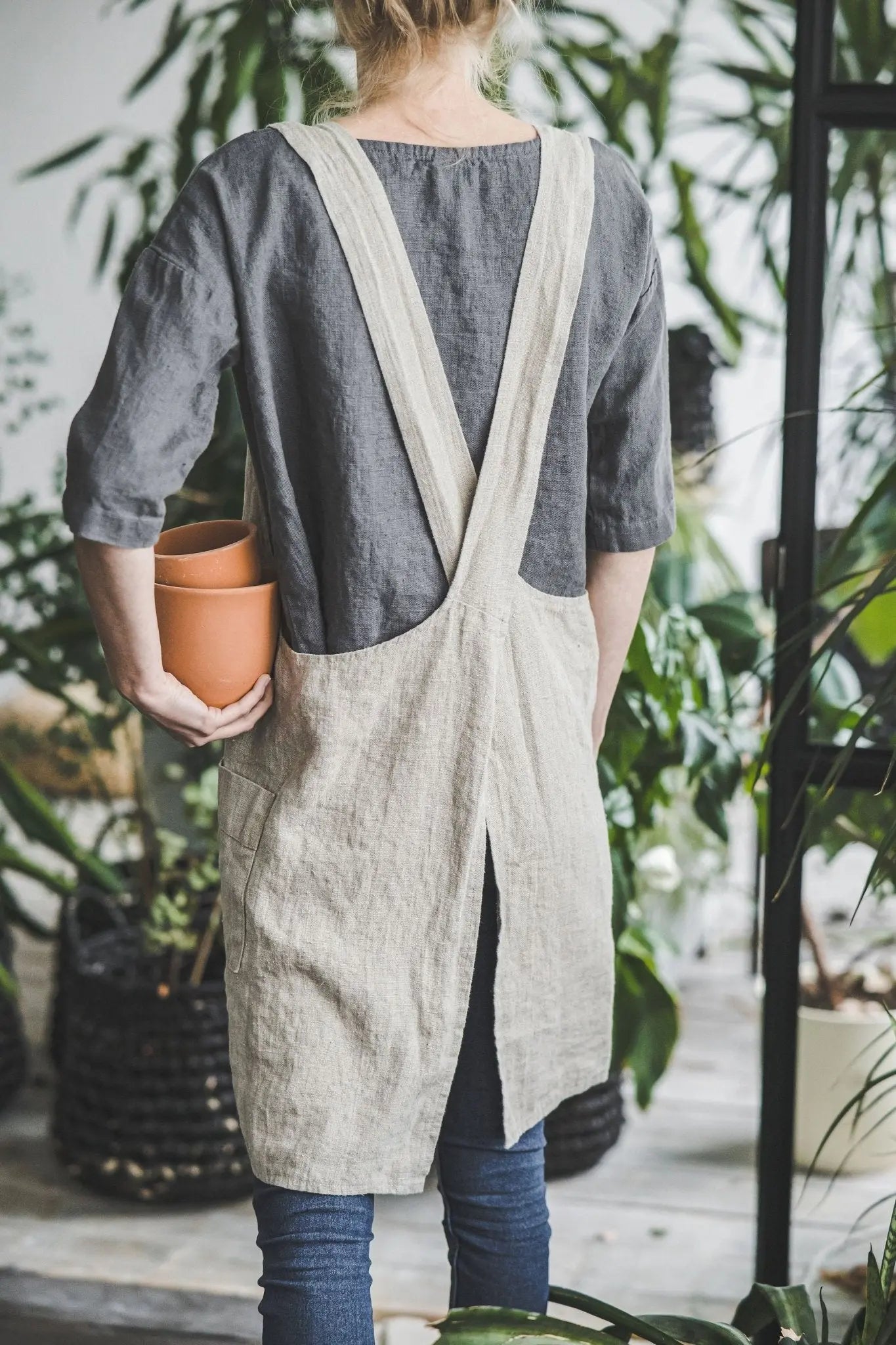 READY TO SHIP Pinafore Japanese Linen Apron - Epic Linen luxury linen