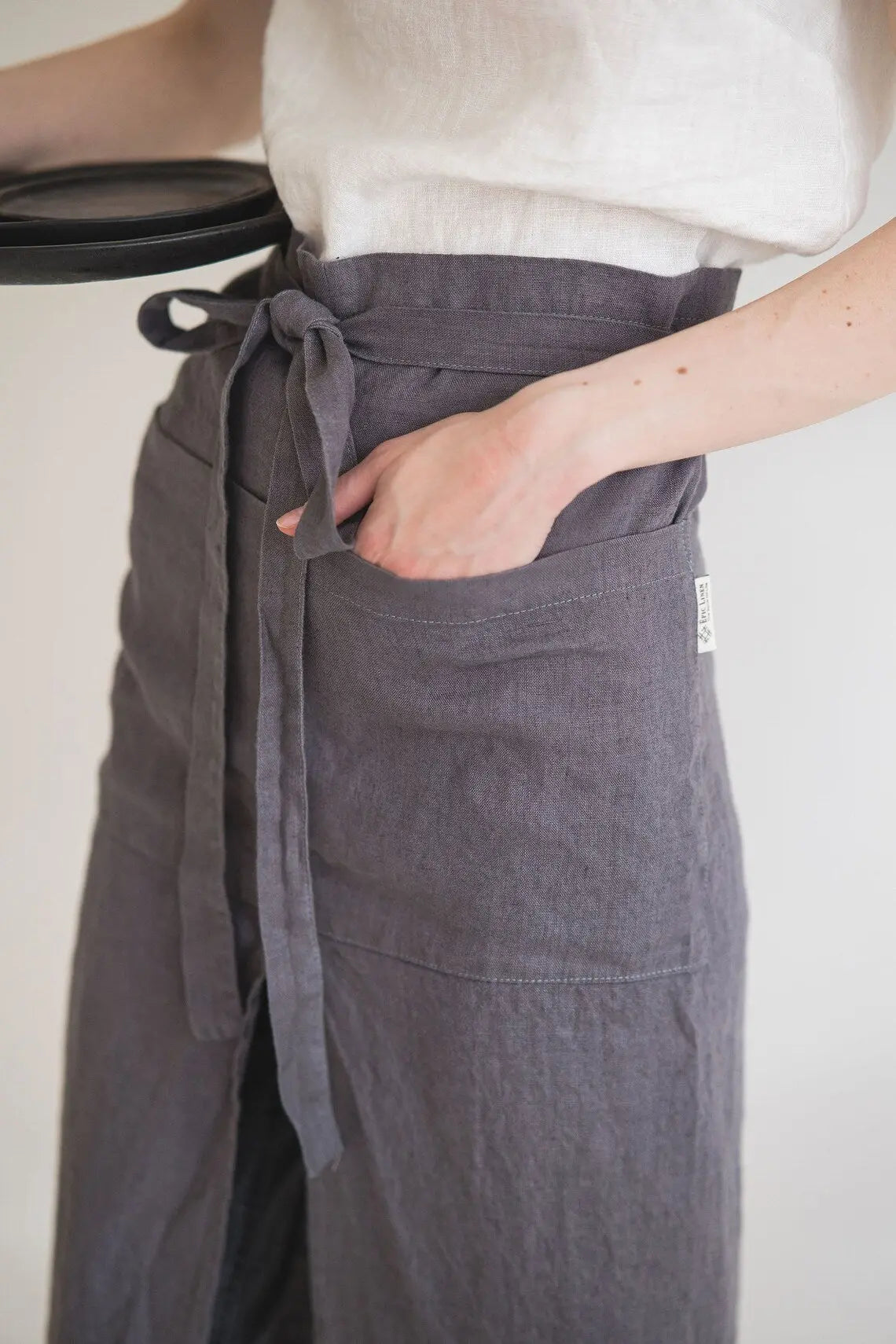 READY TO SHIP Split Leg Linen Apron - Epic Linen luxury linen