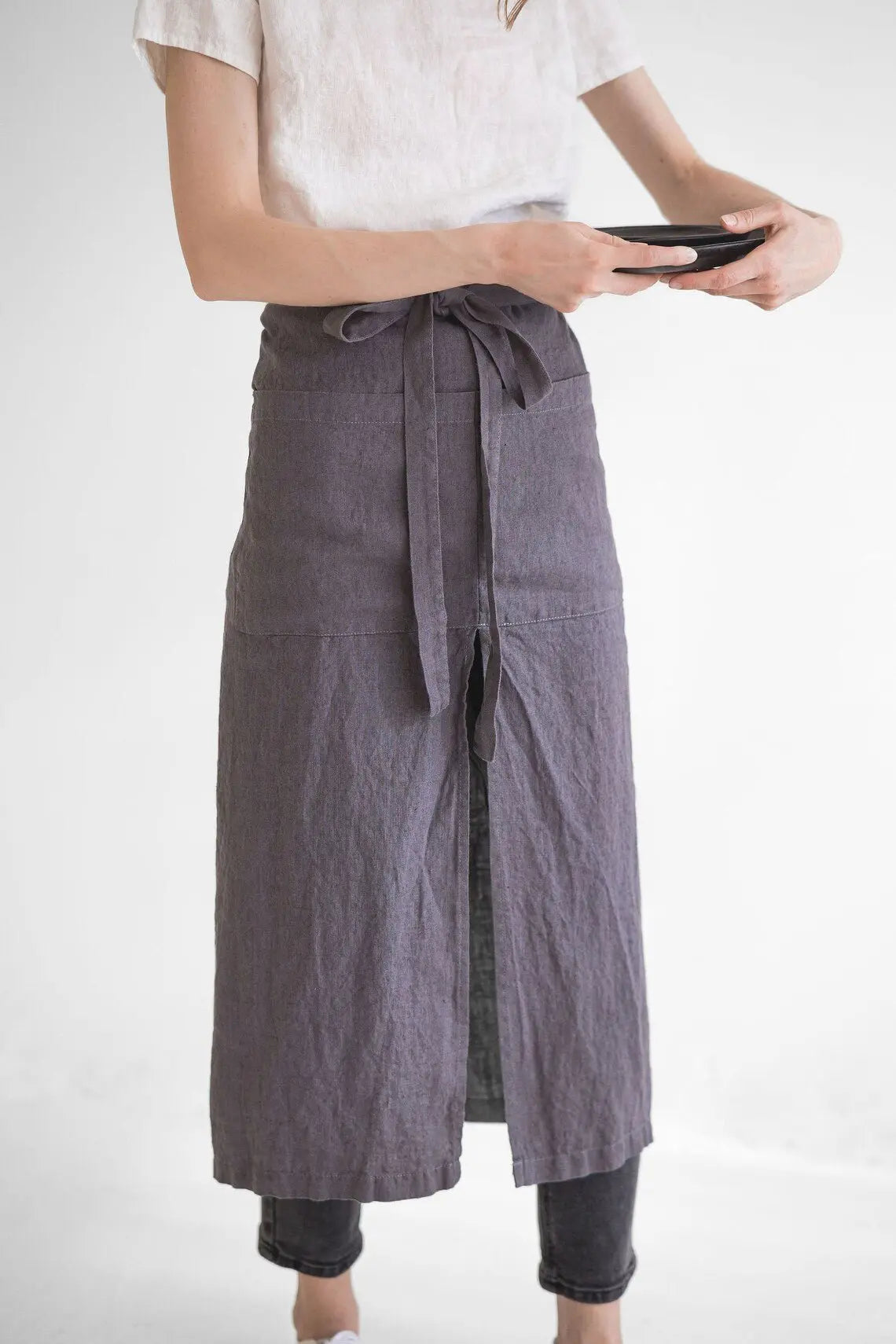 READY TO SHIP Split Leg Linen Apron - Epic Linen luxury linen