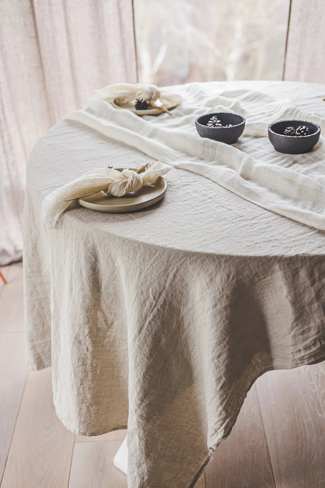 Round Stonewashed Linen Tablecloth - Epic Linen luxury linen