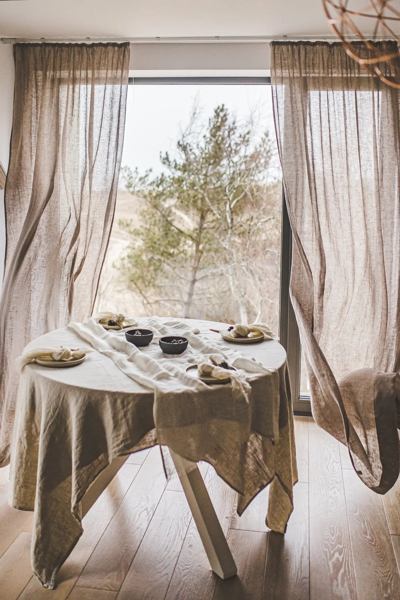 Round Stonewashed Linen Tablecloth - Epic Linen luxury linen