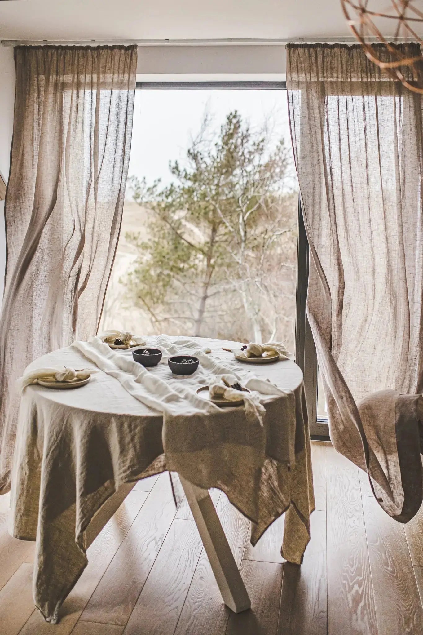 Round Stonewashed Linen Tablecloth - Epic Linen luxury linen