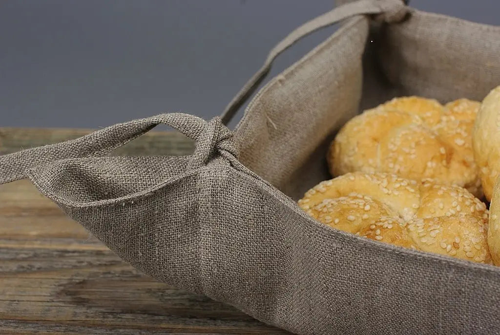 Rustic Natural Linen Kitchen Storage Tray - Epic Linen luxury linen