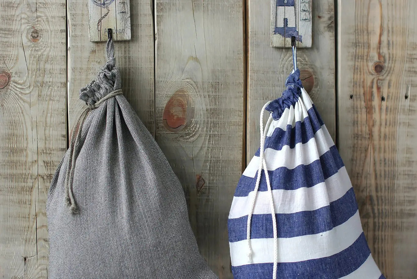 Set of 2 Drawstring Linen Laundry Bags - Epic Linen luxury linen