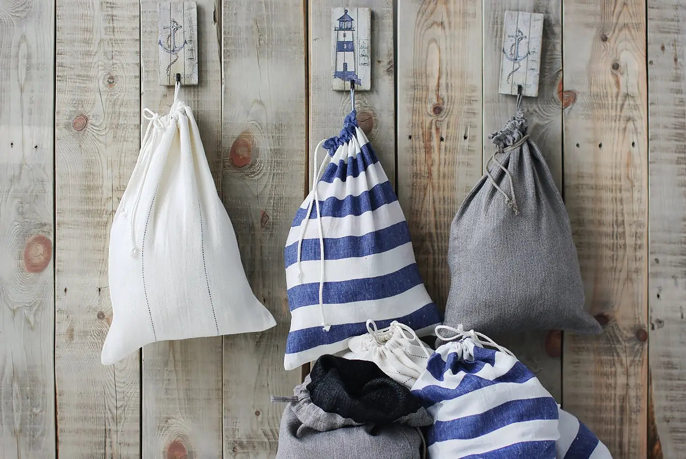 Set of 2 Drawstring Linen Laundry Bags - Epic Linen luxury linen