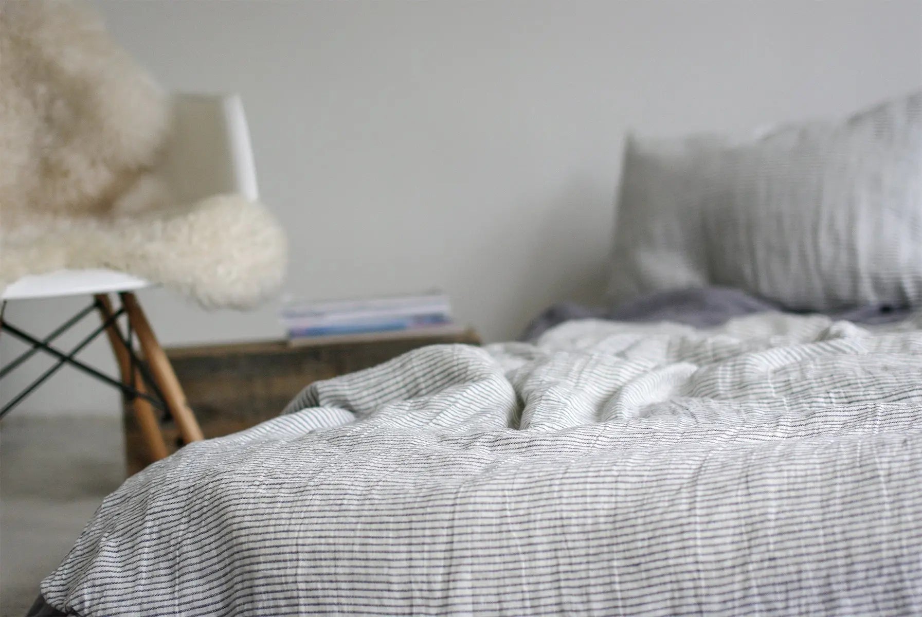 Set of 2 Linen Pillowcases Blue Gray Stripes - Epic Linen luxury linen