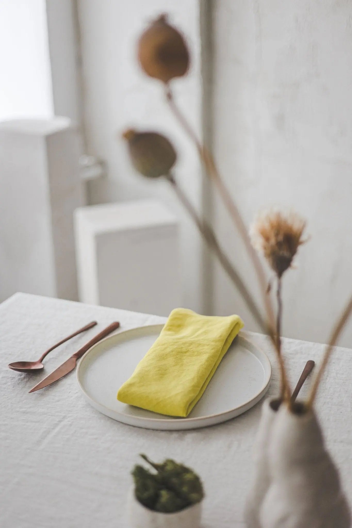 Set of 2 Stonewashed Natural Linen Napkins in Lemon - Epic Linen luxury linen