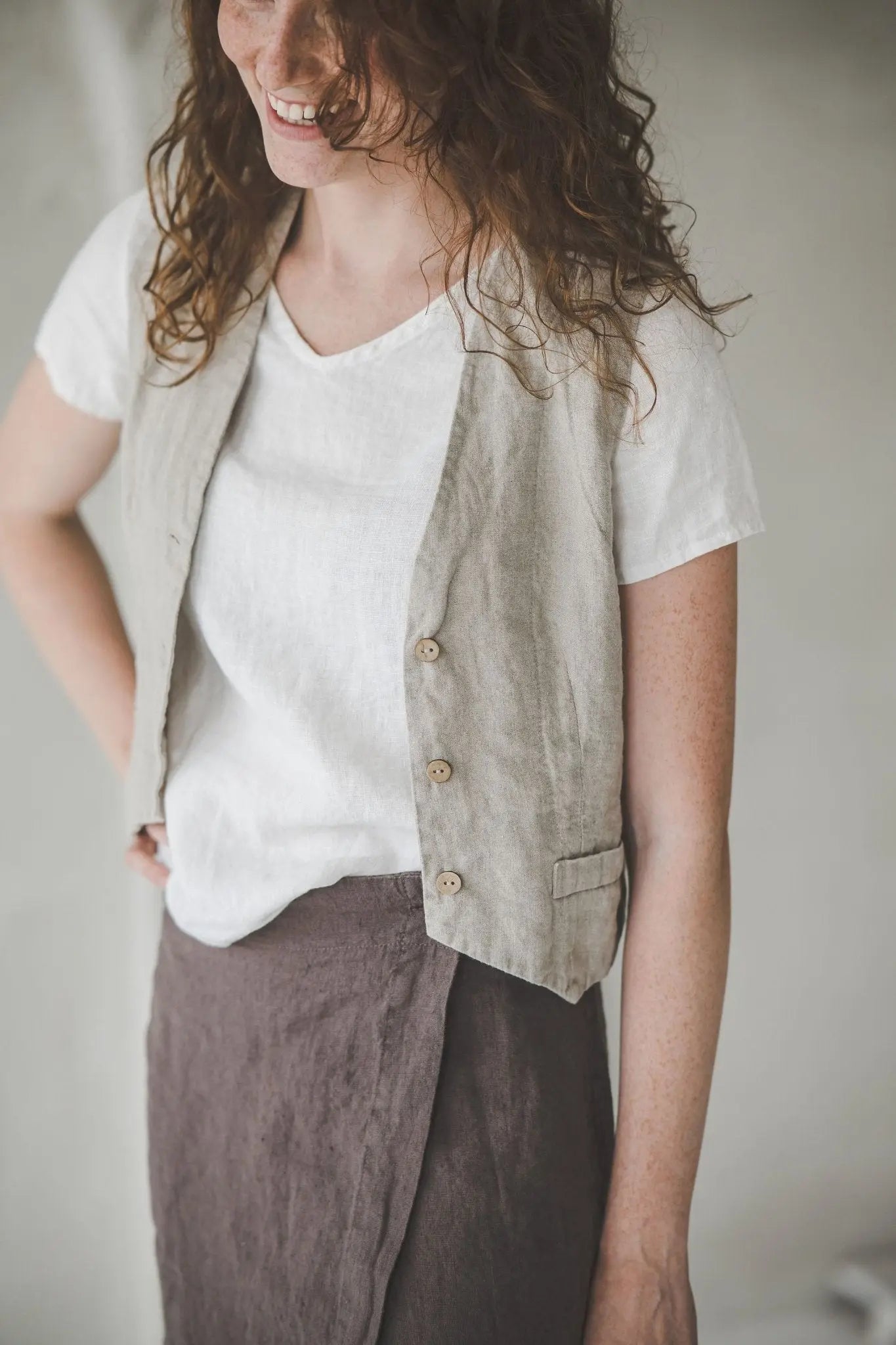 Short Linen Vest - Epic Linen luxury linen