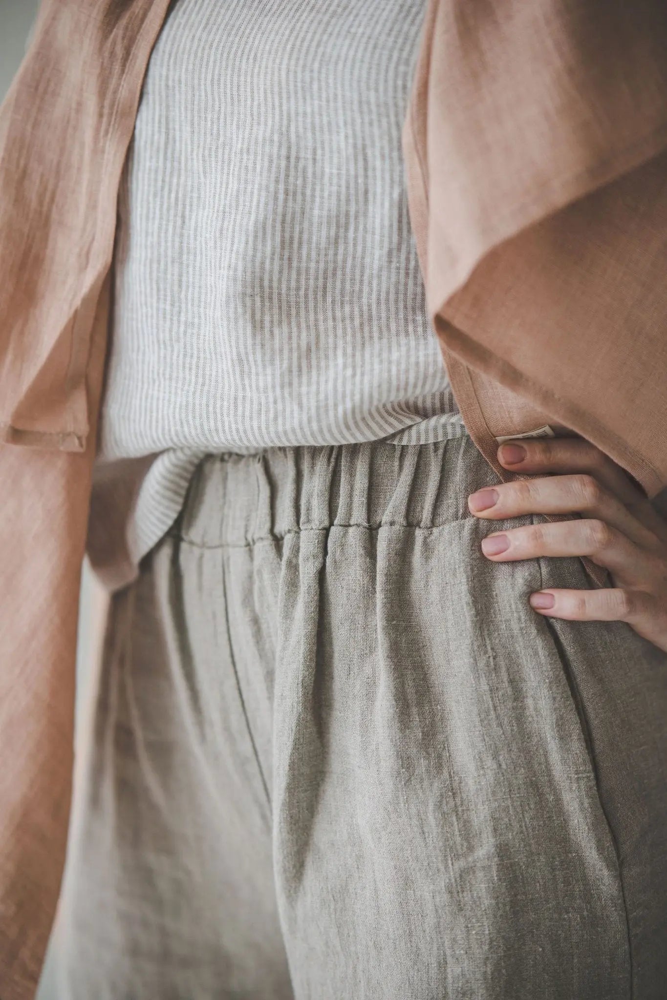 Side slit wide leg pants - Epic Linen luxury linen