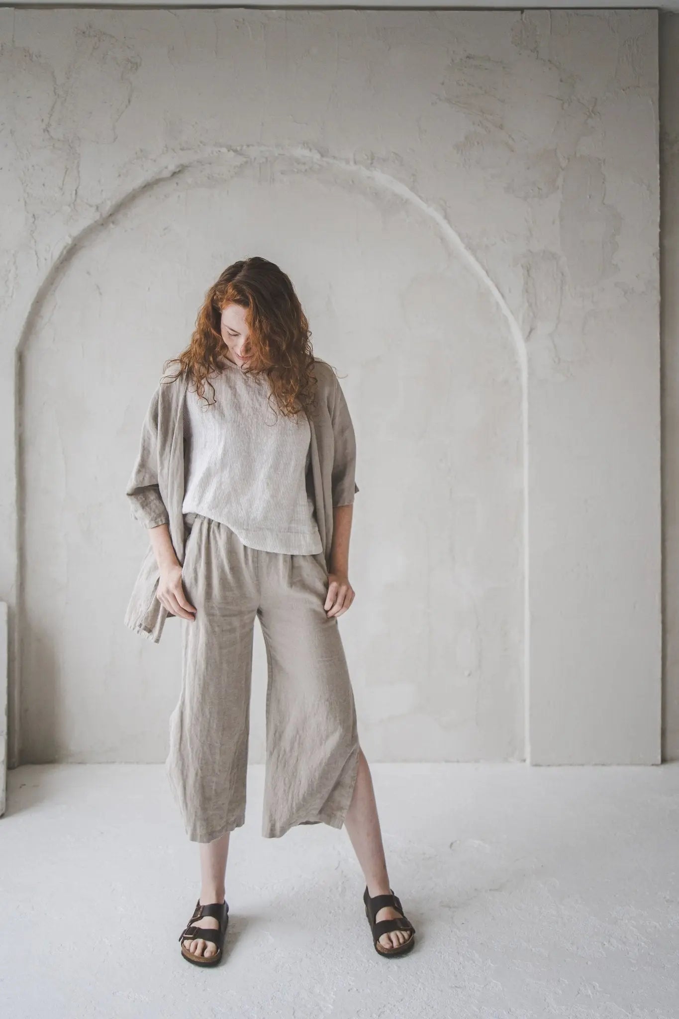 Side slit wide leg pants - Epic Linen luxury linen