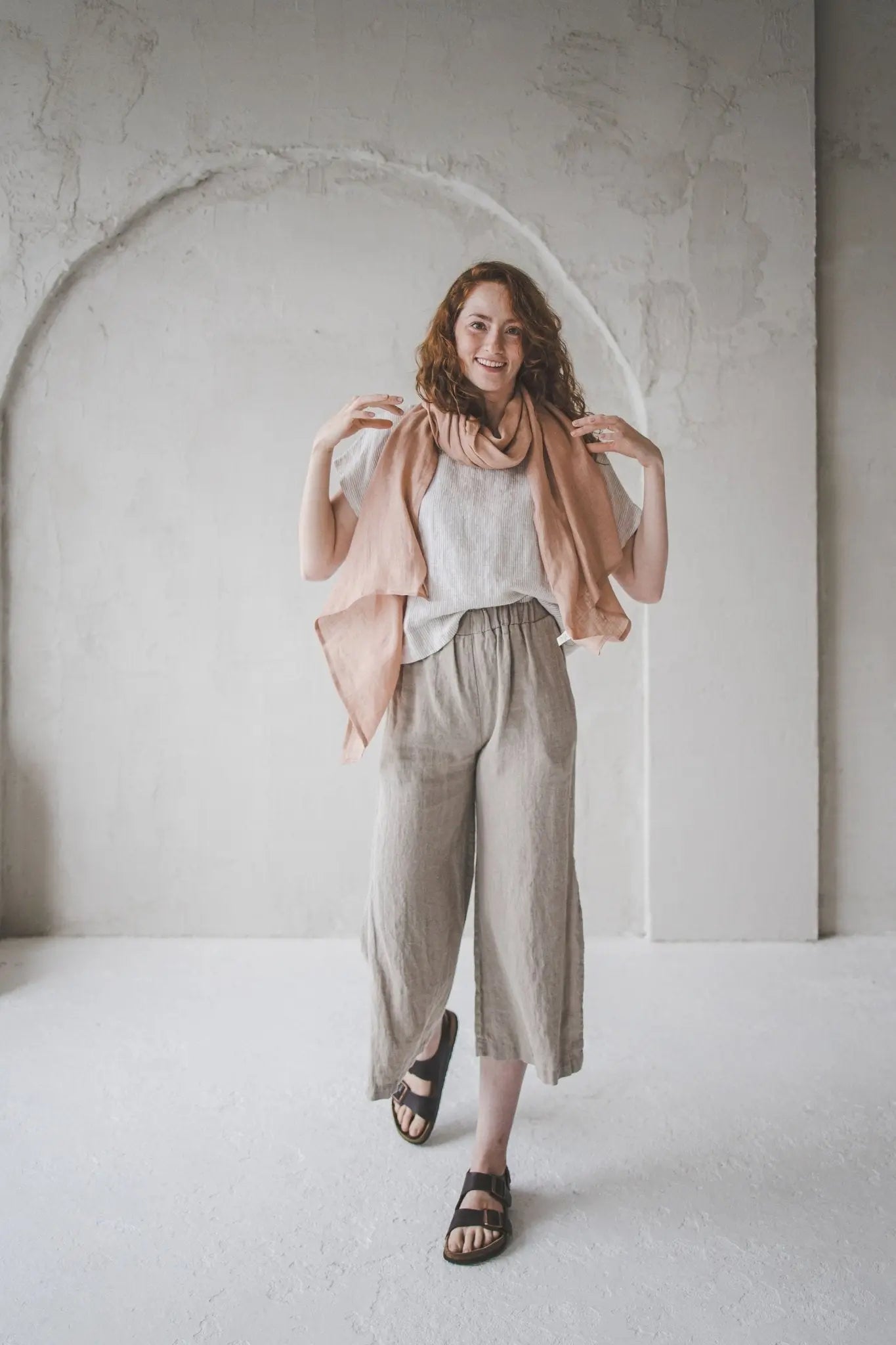 Side slit wide leg pants - Epic Linen luxury linen