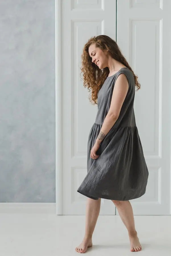 Simple Summer Linen Swing Dress - Epic Linen luxury linen