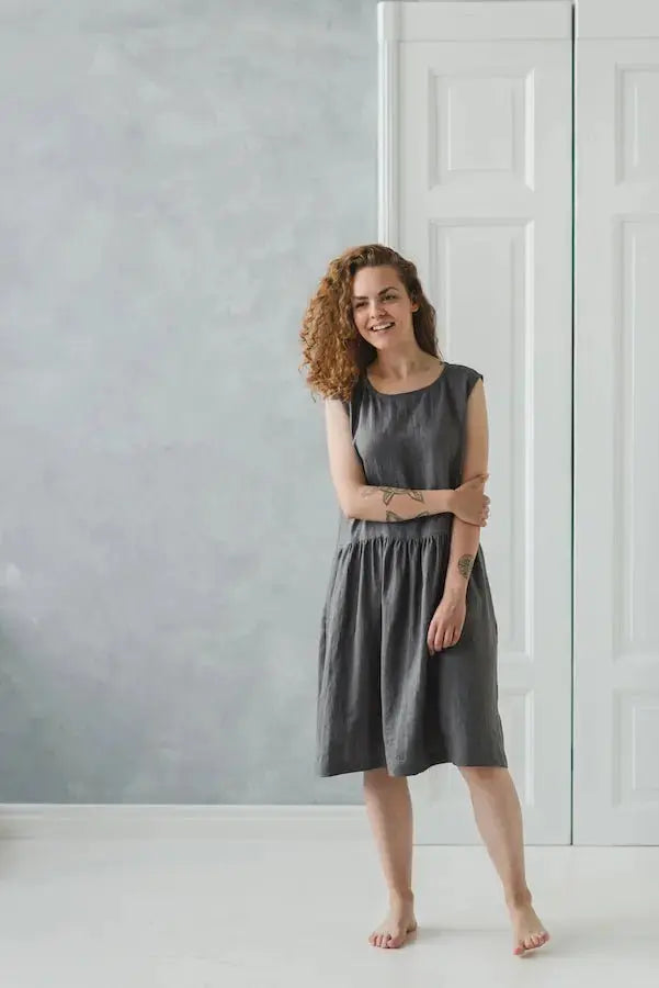 Simple Summer Linen Swing Dress - Epic Linen luxury linen