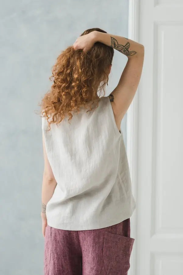 Sleeveless Linen Blouse - Epic Linen luxury linen