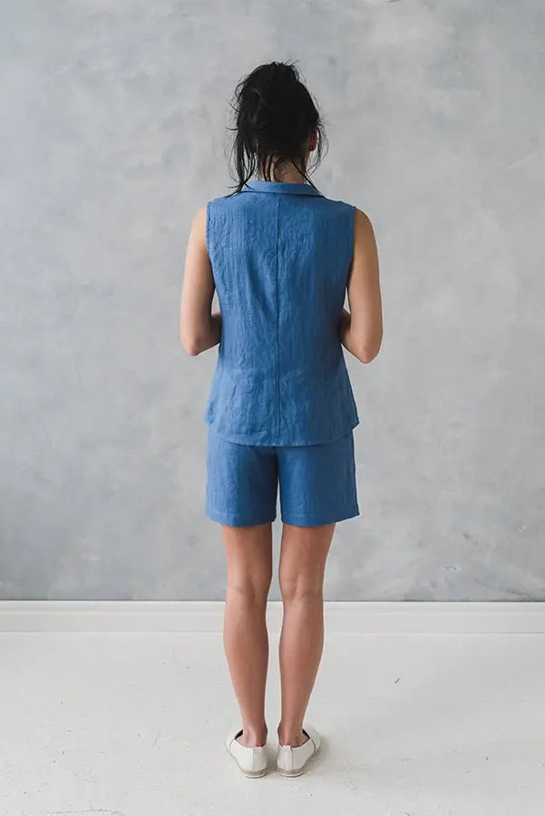 Sleeveless Linen Collar Shirt - Epic Linen luxury linen