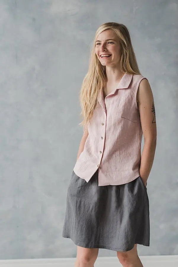 Sleeveless Linen Collar Shirt - Epic Linen luxury linen