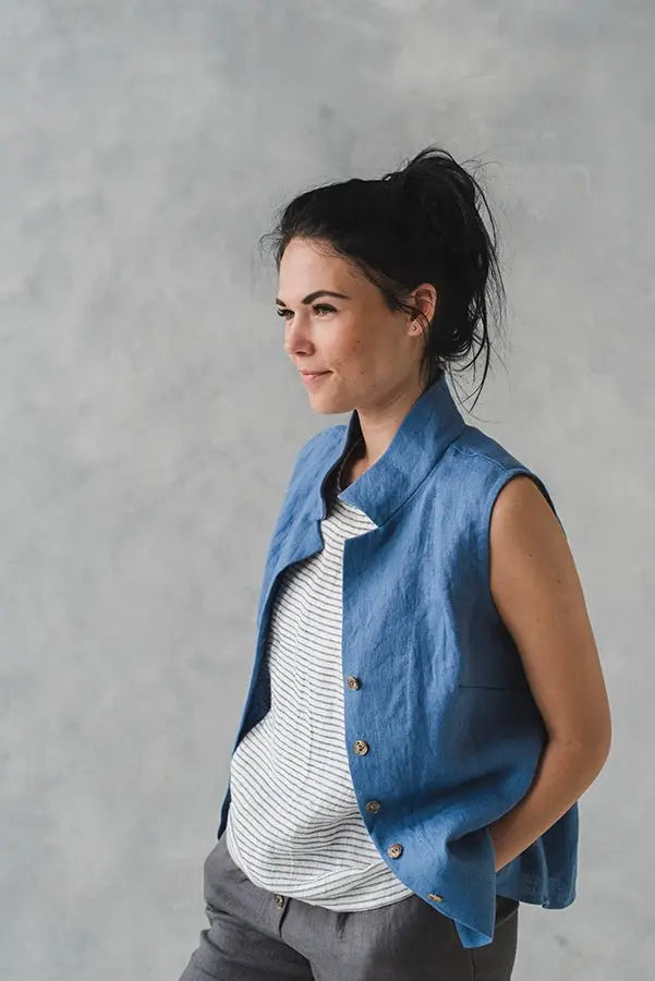 Sleeveless Linen Collar Shirt - Epic Linen luxury linen
