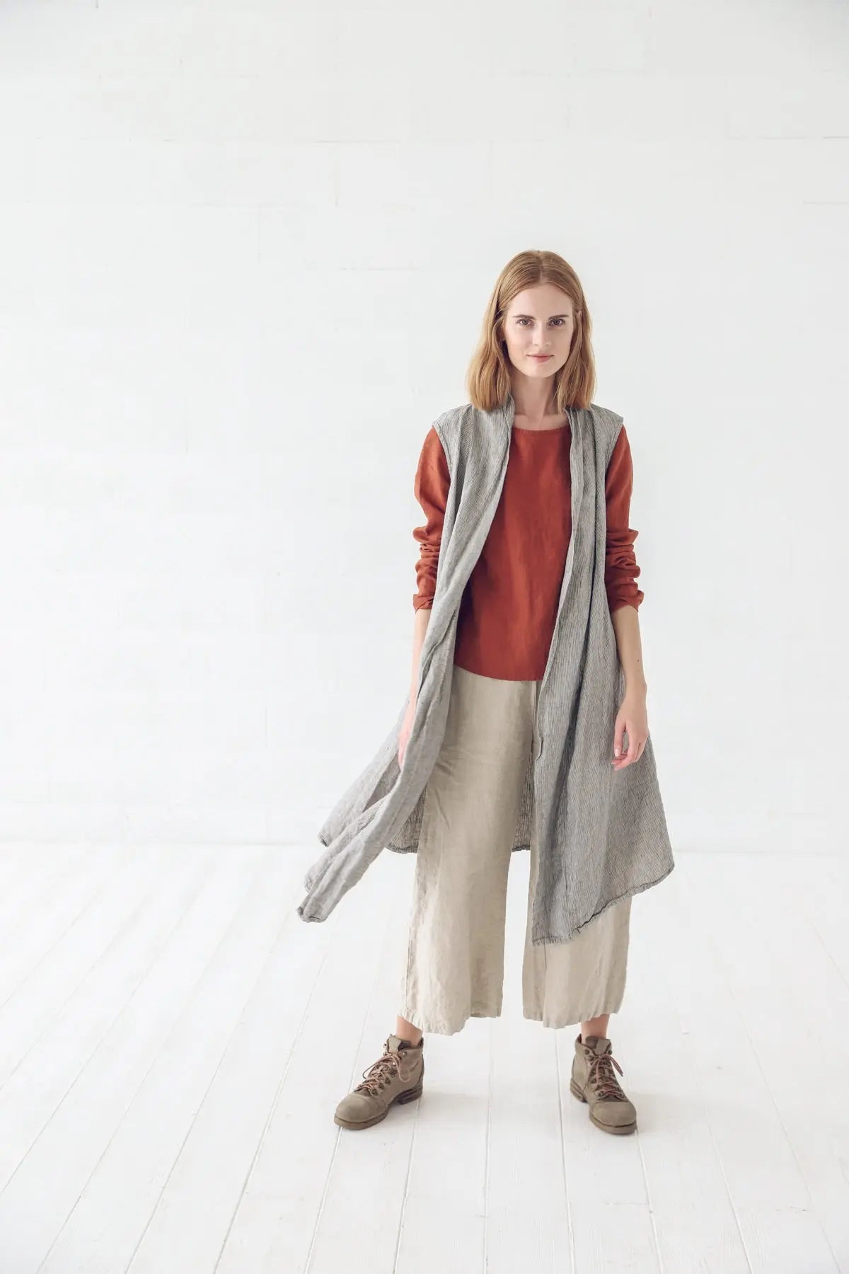 Sleeveless Long Linen Vest - Epic Linen luxury linen