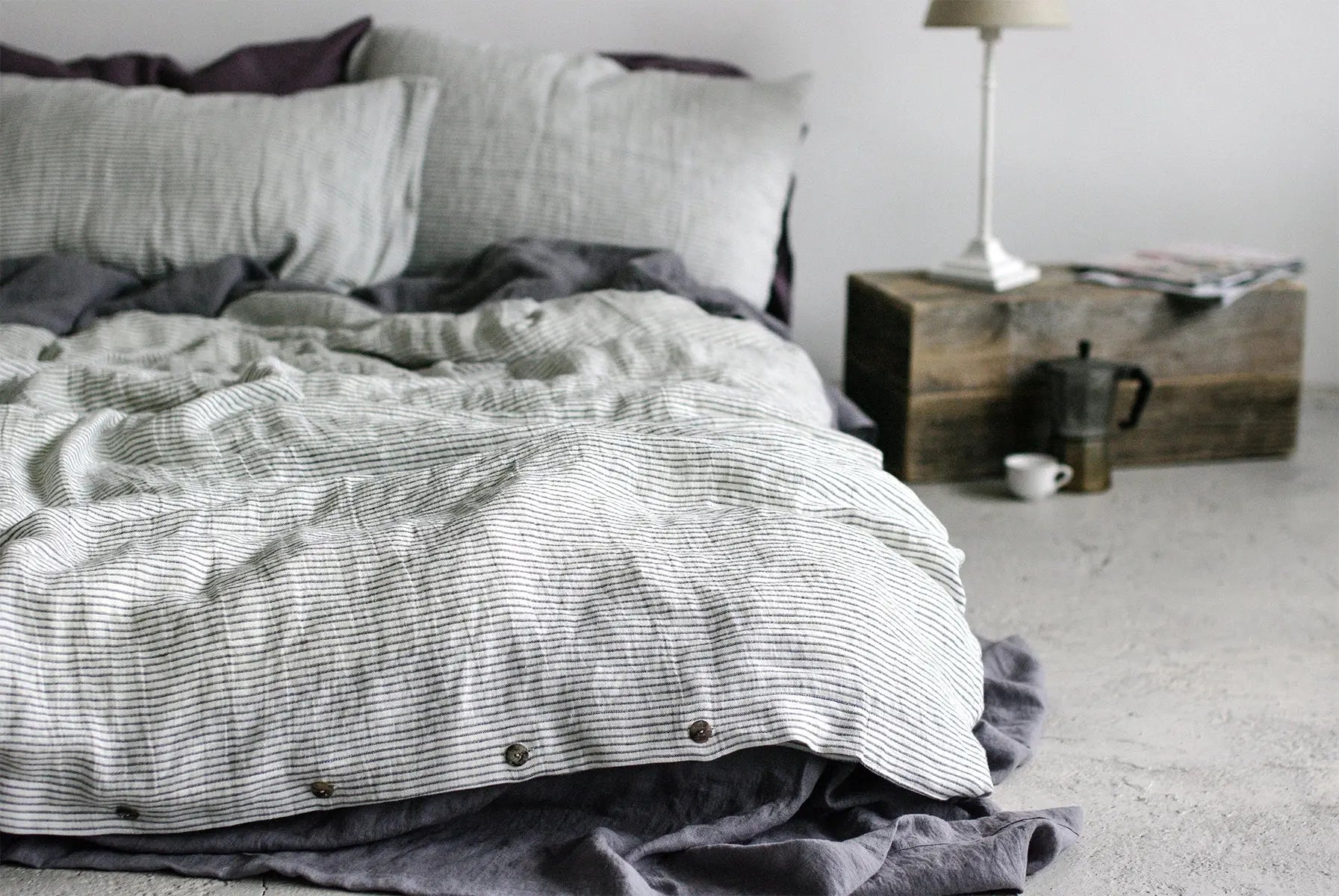 Striped Stonewashed Linen Bed Set - Epic Linen luxury linen