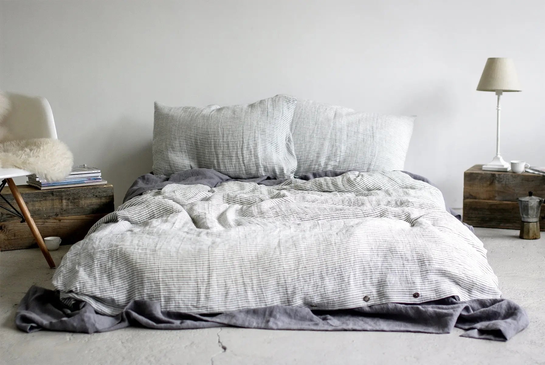 Striped Stonewashed Linen Bed Set - Epic Linen luxury linen