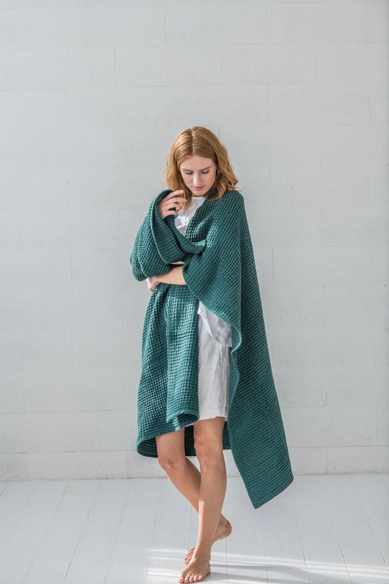 Waffle Linen Cotton Throw Blanket - Epic Linen luxury linen