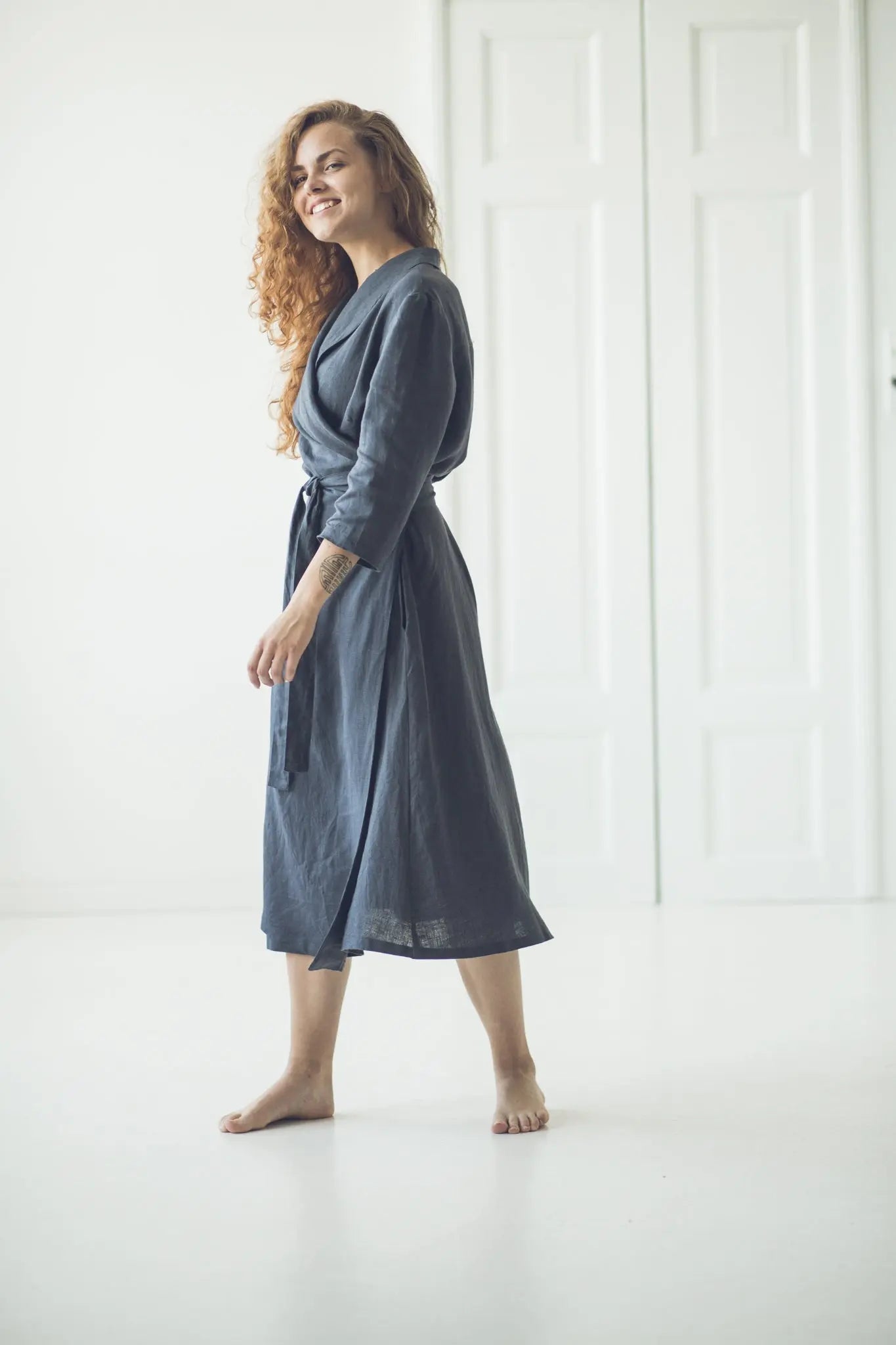 Wrap Linen Dress with Belt - Epic Linen luxury linen