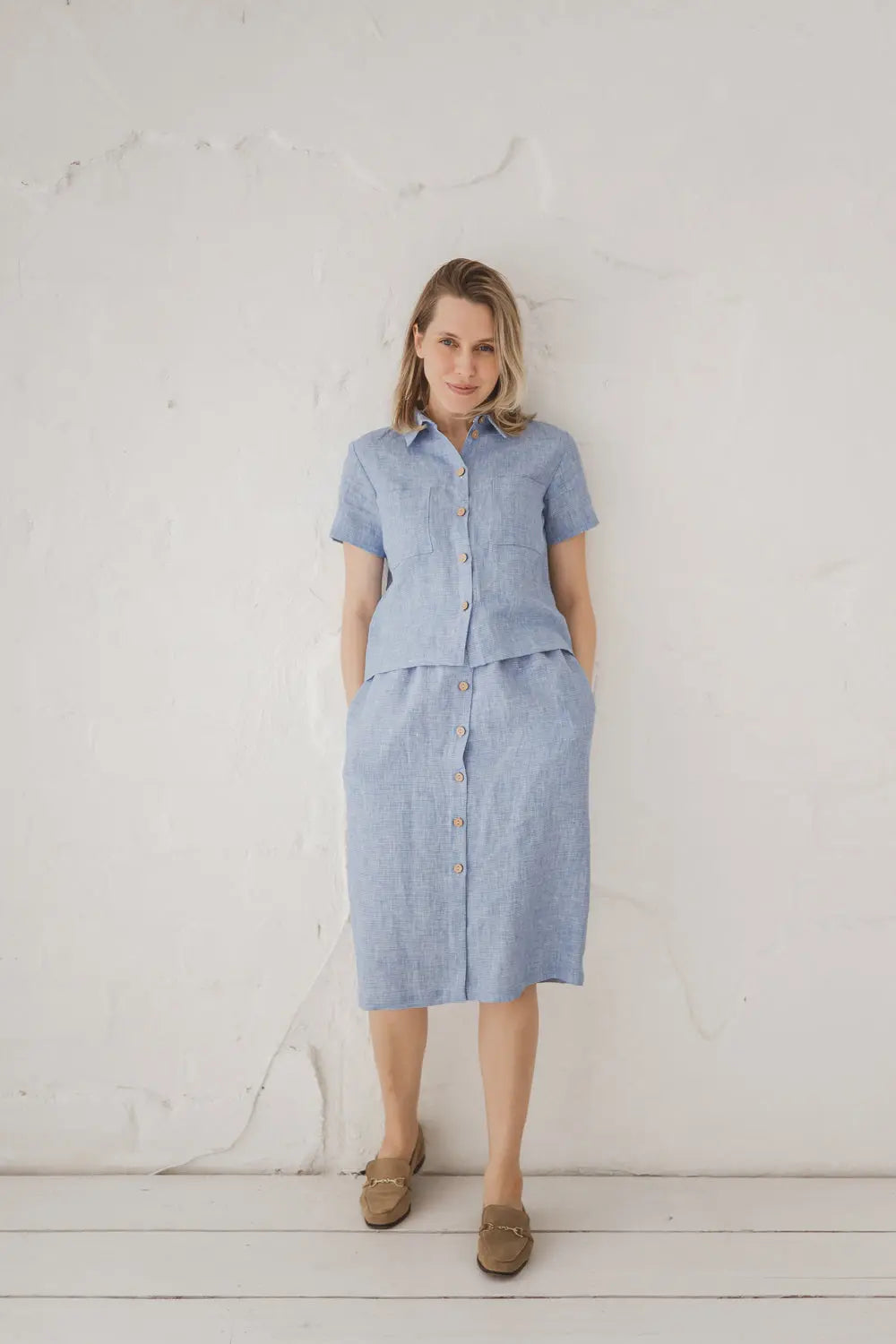 Linen Skirt With Buttons