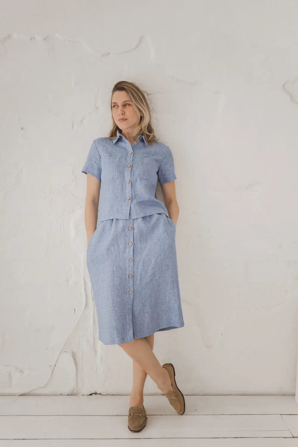 Linen Skirt With Buttons