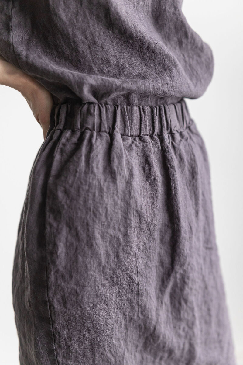 Linen mini back split skirt Epic Linen