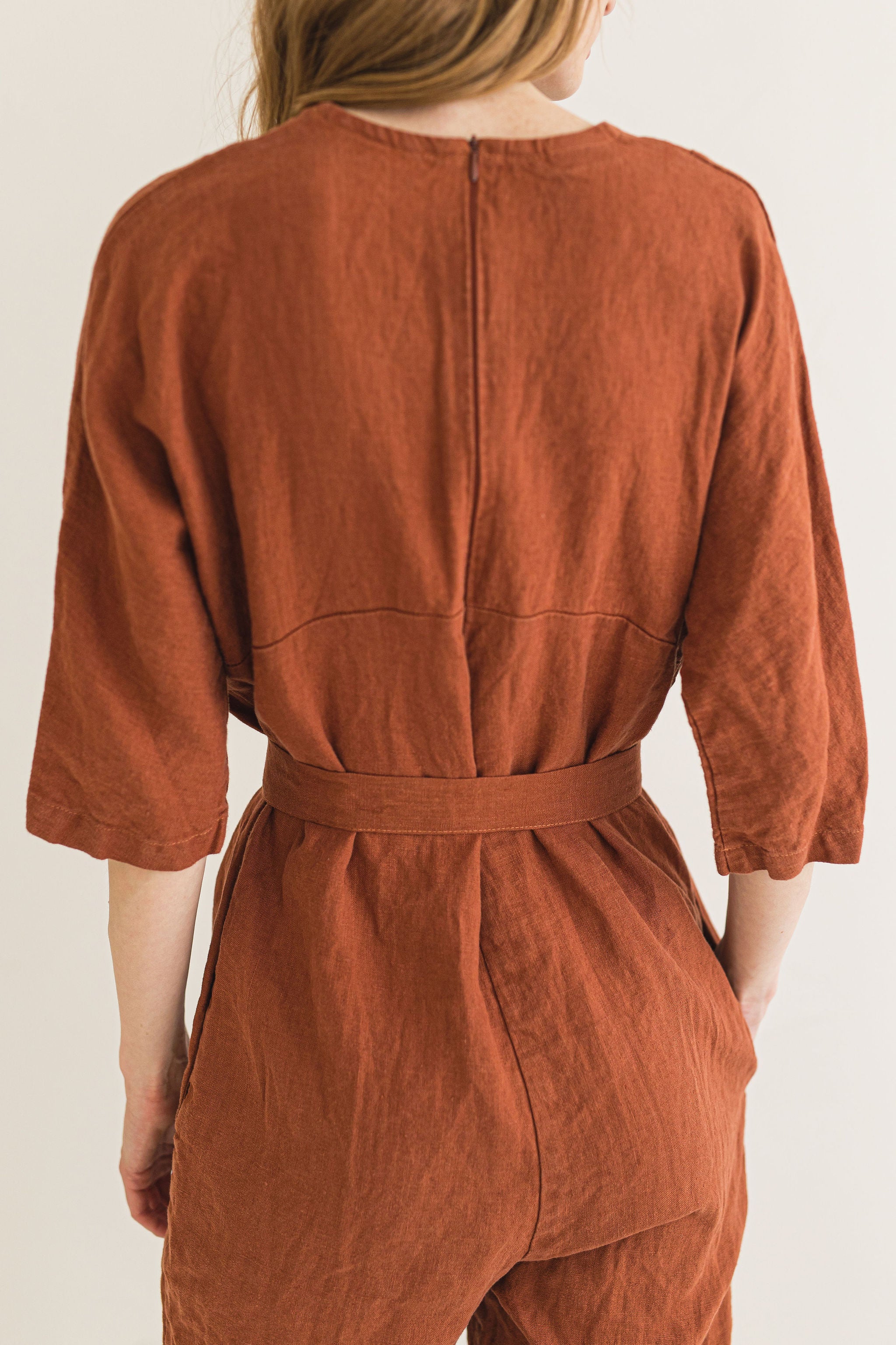 Linen Jumpsuit with Kimono Style Sleeves Epic Linen