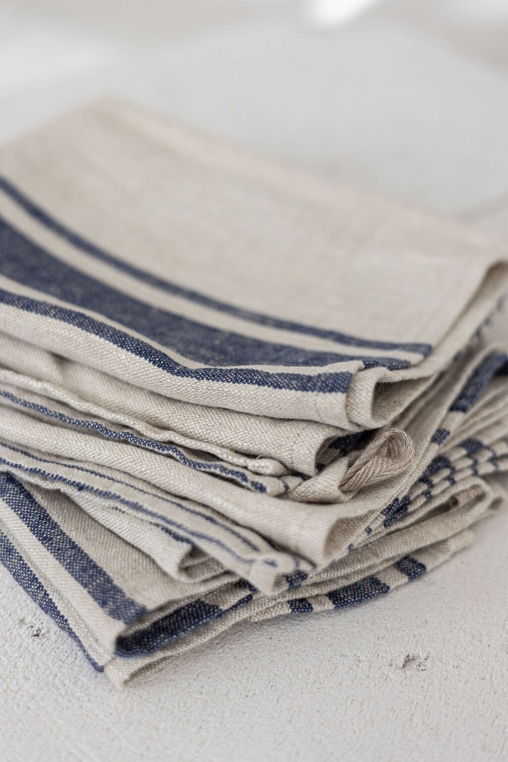 Linen Kitchen Towels – Set of 2 Tea Towels with Dark Blue Stripes Epic Linen