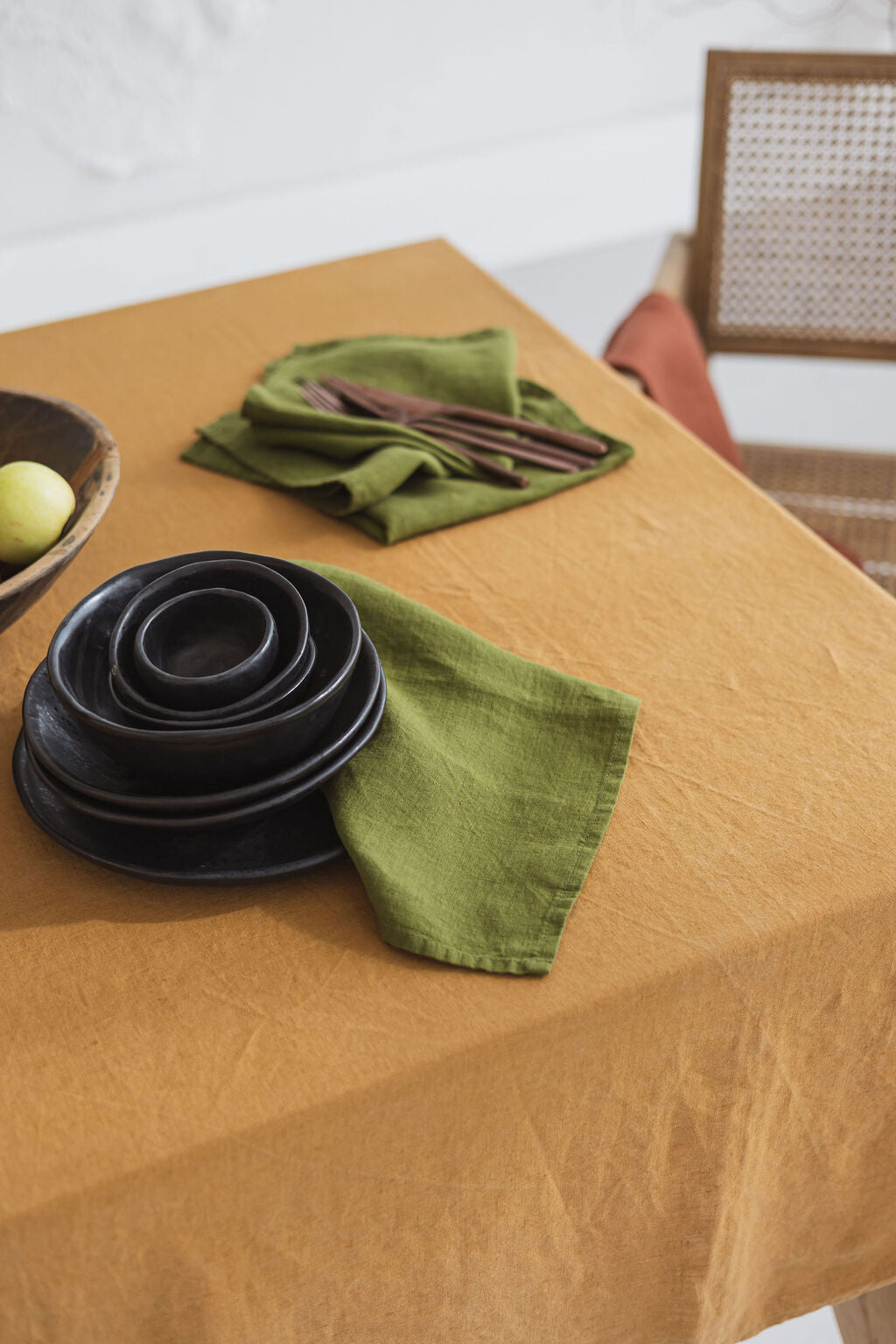 Natural Stonewashed Mustard Linen Tablecloth Epic Linen