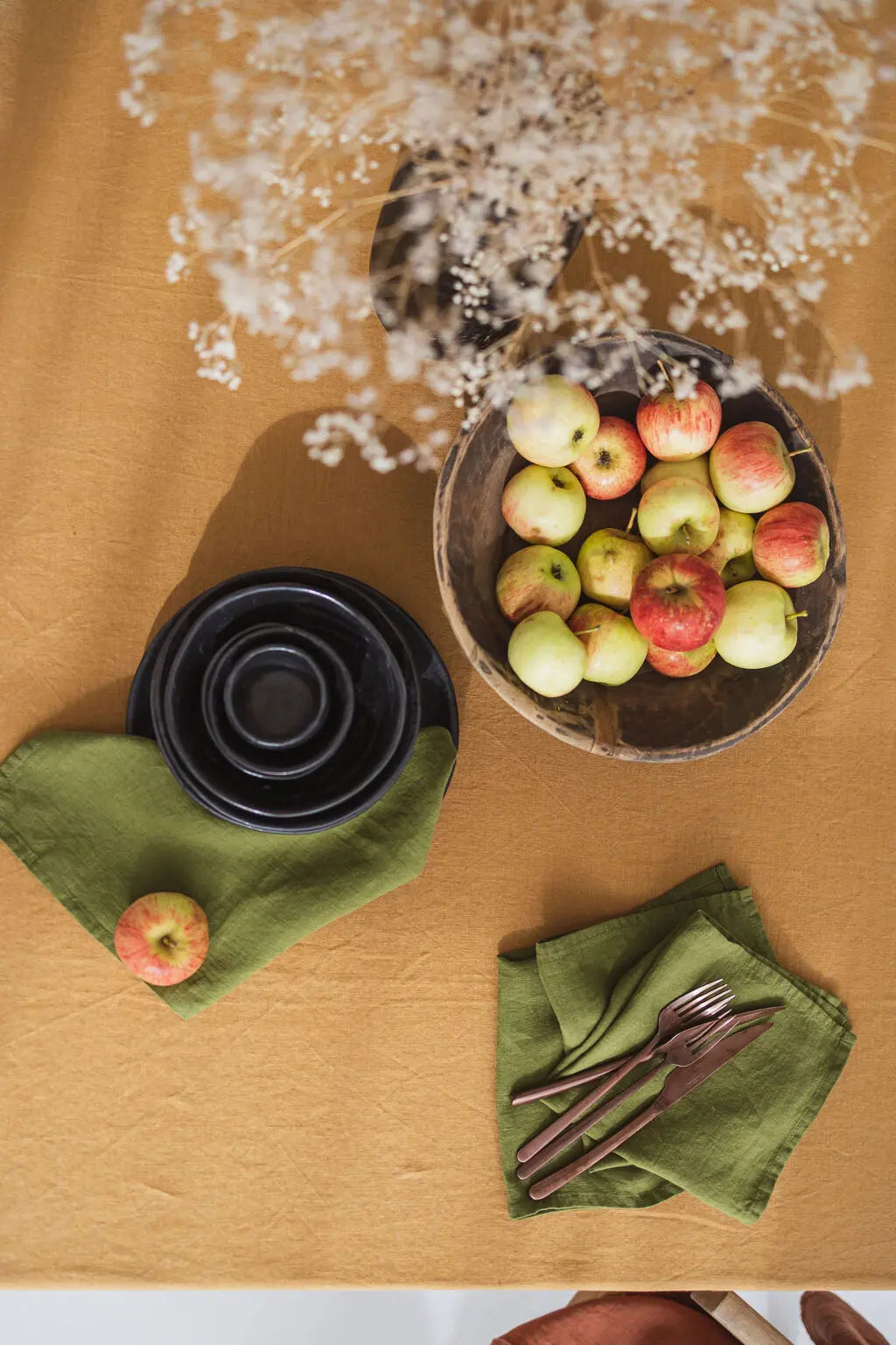 Natural Linen Table Napkins in Bright Colors Set of 2